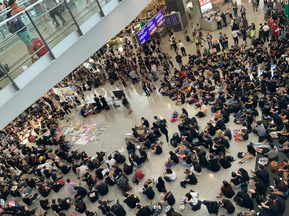 Airport protest in Hong Kong.